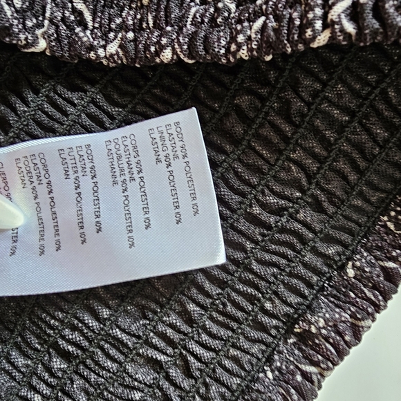 Anthropologie S Roven Balloon Sleeve Chiffron Black Smocked Long Sleeve Top - Picture 5 of 6